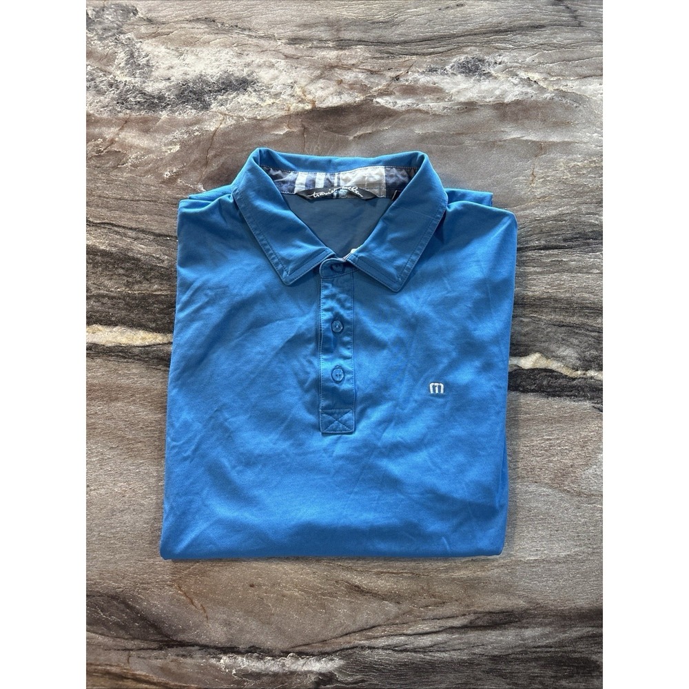 Travis Mathew Polo Shirt Mens Large Blue Golf Short Sleeve Adult L